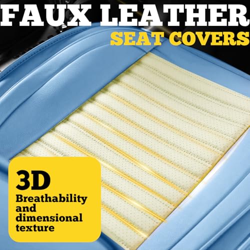 Front Car Seat Covers (White-Light blue / Front)