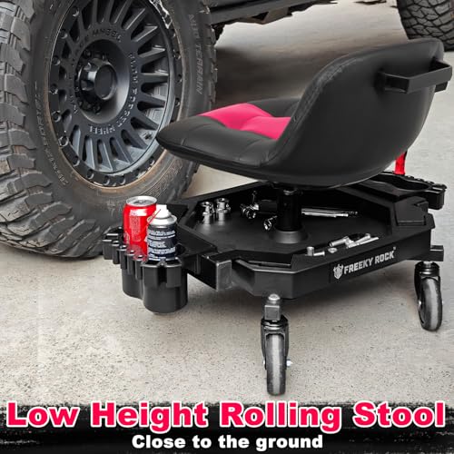 Rolling Stool with Wheels (Pink)