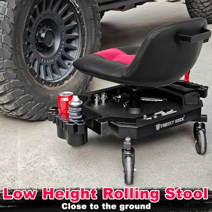 Rolling Stool with Wheels (Pink)
