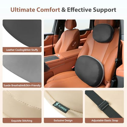 Car Headrest and Lumbar Support Pillow for Car Office Chair (Light Black / 2 Pieces)