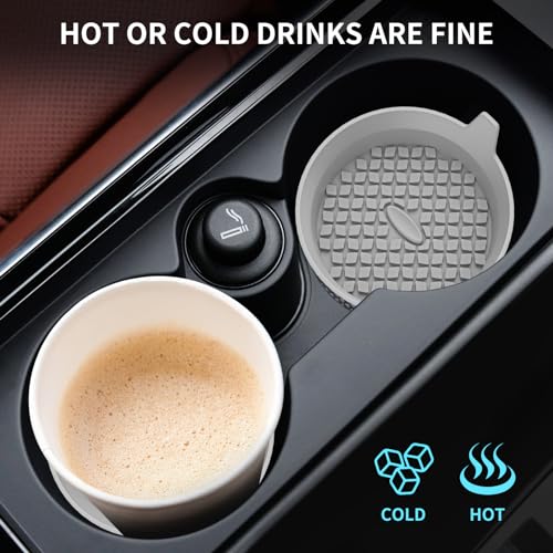 Car Cup Holder Coasters [4 Pack] Silicone Cups Mats (4 Pack-light Grey)