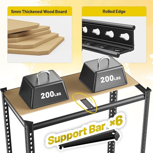 6 Tier Storage Shelves Adjustable Shelving Units for Garage Home (15.7"D × 31.5"W × 78"H)