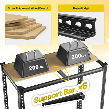 6 Tier Storage Shelves Adjustable Shelving Units for Garage Home (15.7"D × 31.5"W × 78"H)