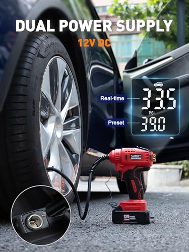 Portable Tire Inflator for Car (20V/12V Dual Power)