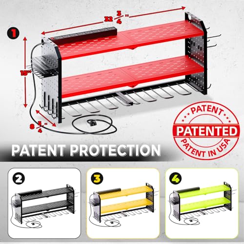 Power Tool Organizer with Charging Station (8 DRILL RED / Red-32 inches)