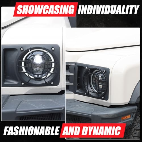 2 PCS Aluminum Alloy Car Headlight Cover Compatible with Ineos Grenadier 2020 (Aluminum Alloy)