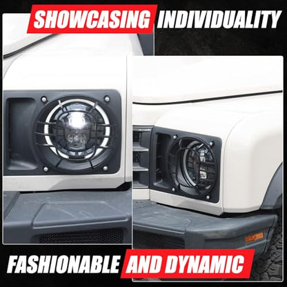 2 PCS Aluminum Alloy Car Headlight Cover Compatible with Ineos Grenadier 2020 (Aluminum Alloy)