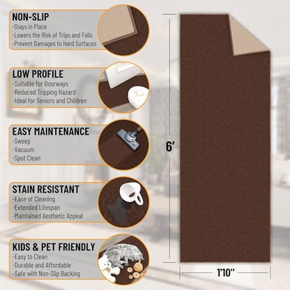 2x6 Runner Rugs for Hallway (Solid Brown)