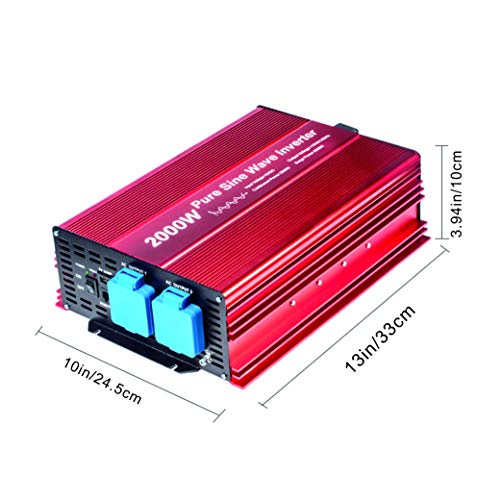 2000W Pure Sine Wave Inverter 12V to 120V AC with 2 AC outlets (2000W)