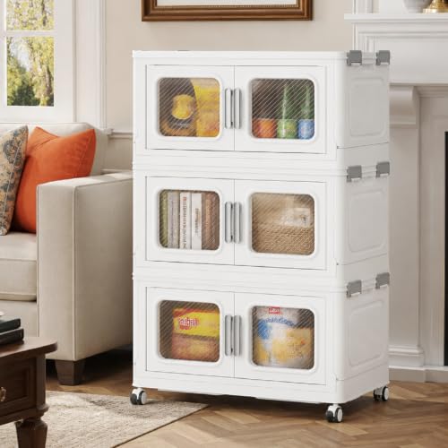 180 Qt Extra Large Stackable Storage Bin with Lids (White / 60QT-3pack)