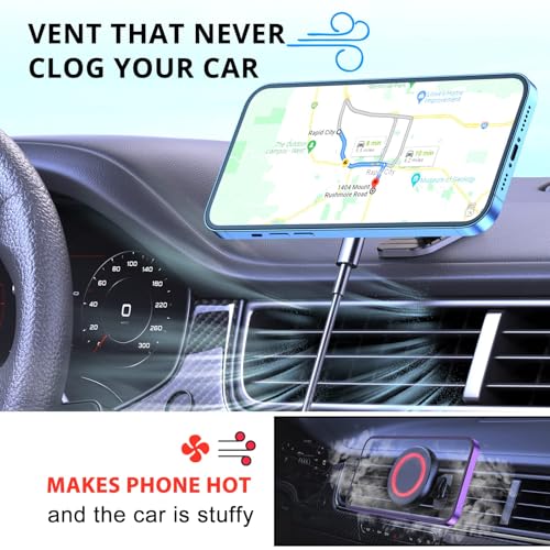 for MagSafe Car Mount Charger iPhone Wireless Car Charger (15W Red)