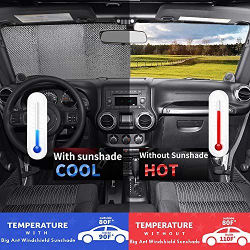 Windshield Sun Shade UV Rays Sun Visor Shade (Black)