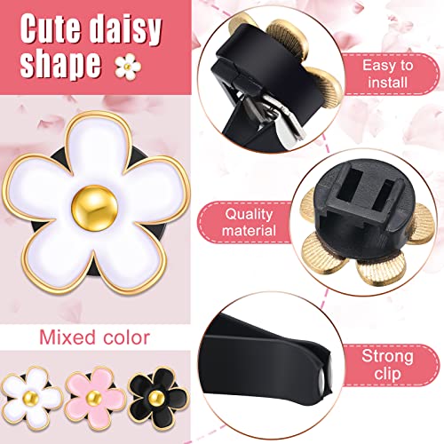 6 Pcs Daisy Vent Clips for Car (Black, Pink, White, / 1 Count (Pack of 6))