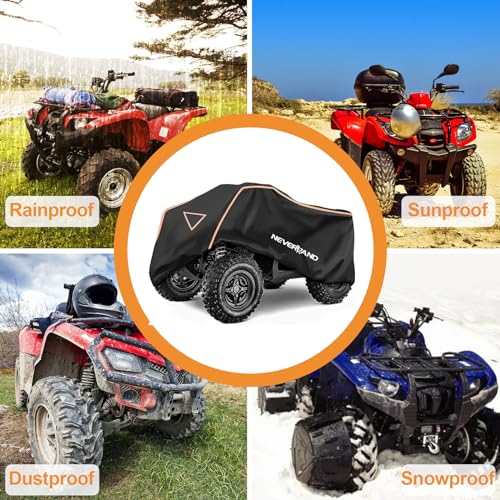 ATV Cover 420D Waterproof Heavy Duty 4 Wheeler Cover for Honda XL (Black & Orange / XL-82.7''L x 47.2''W x 45.2''H)