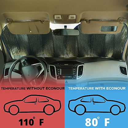 Accordion Car Windshield Sun Shade American Flag Design (Large-B/W)