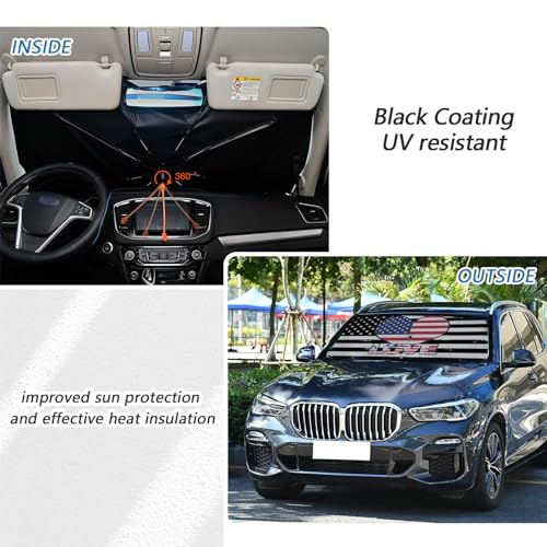American Flag Heart Car Windshield Sun Shade Umbrella Car Windshield Foldable Car Umbrella Sun Shade Cover Car Visor Car Umbrella for SUV Truck Cars Sunshade (One Size / American Flag Heart)