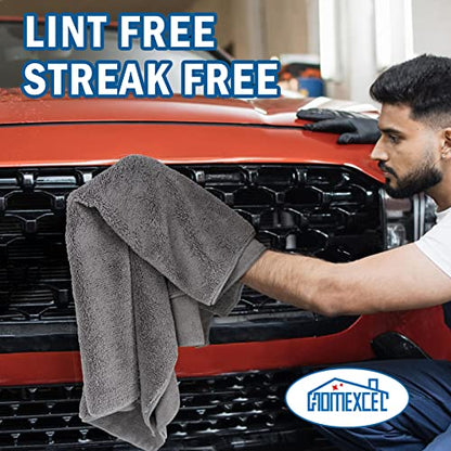 Professional Large Microfiber Car Drying Towels 2 Pack (Grey / 31 x 24 Inch)