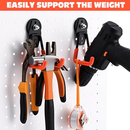 18 Pcs Large Magnetic Hooks Heavy Duty Garage Magnet Hooks Strong Storage Utility Magnetic Hangers with Anti Slip Rubber Coating for Indoor and Outdoor Hanging (Orange)