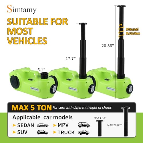 Electric Car Jack Kit 5Ton 12V Car Jack Hydraulic (Jack+Wrench+Air Pump+LCD)