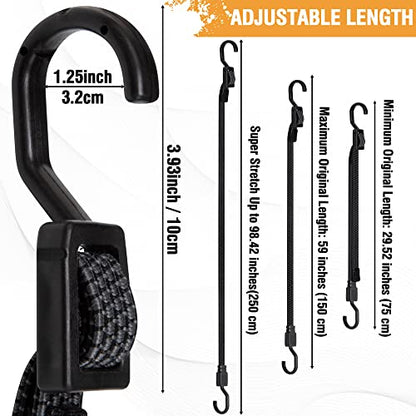 Bungee Cords with Hooks Heavy Duty (60 Inch / 4pcs Black)
