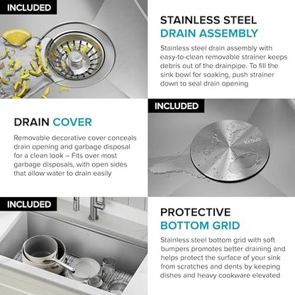 Stainless Steel 36 in Undermount Kitchen Sink KWU110 (Stainless Steel / 36 Inch / Sink)