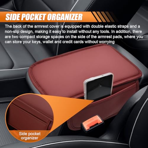 Car Center Console Cover (Burgundy)