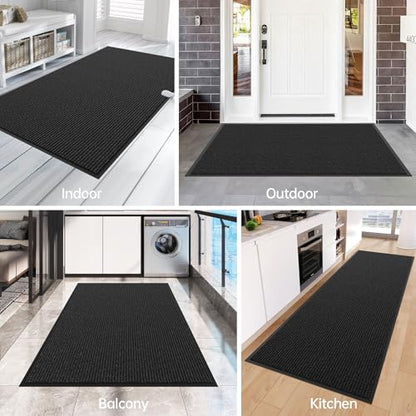 Front Door Mat (3' x 10' (Rectangular) / Black-stripe)