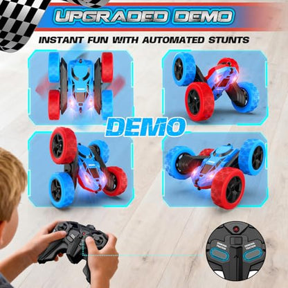 Red Blue RC Stunt Car for Boys Girls (Red&blue Pro)