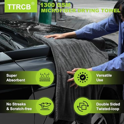 2 Pack Car Drying Towel (Grey / 36" x 24" & 16" x 16")