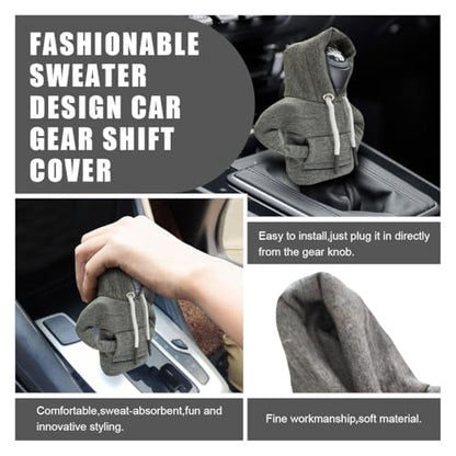 2PCS Car Gear Shift Hoodie Auto Shifter Knob Cover (Red&Grey / 2 Pcs)