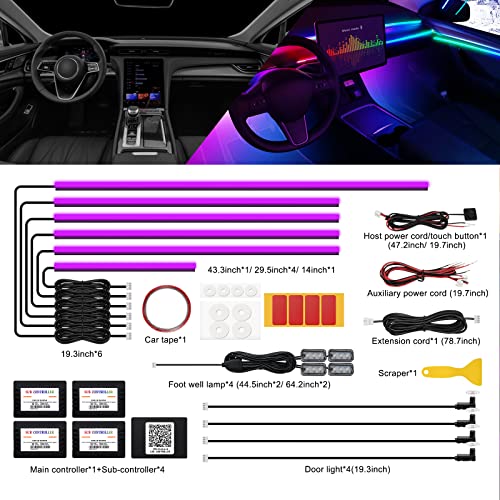 Acrylic Interior Car LED Strip Light with Wireless APP (RGB Kit - 14 in 1)