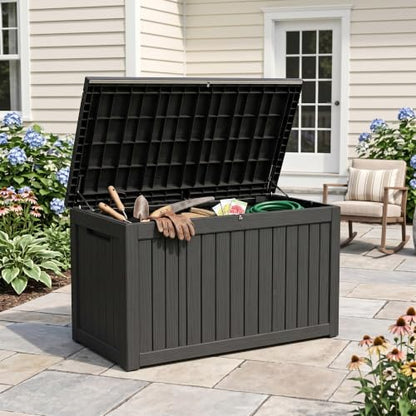 300 Gallon Outdoor Storage Box Waterproof Deck Box Patio Black (Black / 300 Gallon)