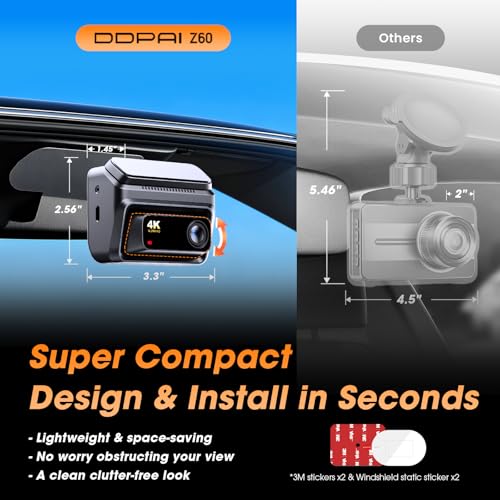 Z60 4K+1080P Dual Dash Cam (Z60-64GB SD Card)