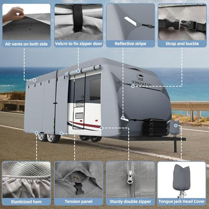RV Cover 30 33ft (Travel Trailer Cover(Grey) / Fits 30-33FT)