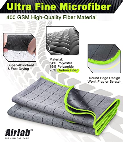 Carbon Microfiber Towels for Car Glass Window Polishing (Grey-green)