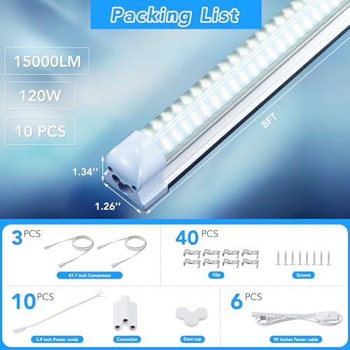 10 Pack 8FT LED Shop Lights (V4-8FT-10PCS)