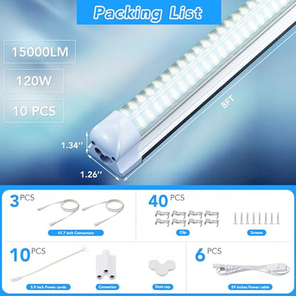 10 Pack 8FT LED Shop Lights (V4-8FT-10PCS)