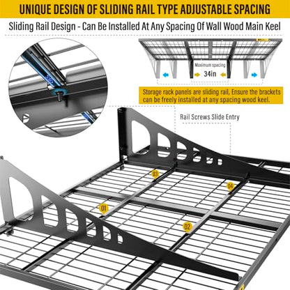 2x3ft Adjustable Rail Wall Garage Storage Shelf (2x3ft-4pack)