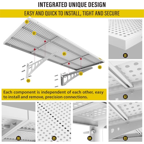 2 Pack 1.64x4ft Adjustable Garage Wall Shelving 560lbs Load Capacity Heavy Duty Wall Mounted Storage Shelf Metal Floating Shelves for Garage (2pack-1.64x4ft / White)