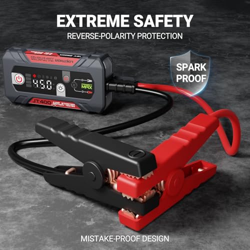 JT400 Jump Starter with Battery Tester (Red)