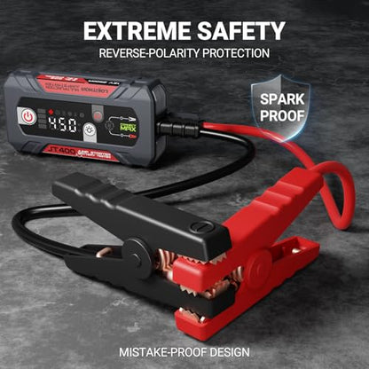 JT400 Jump Starter with Battery Tester (Red)