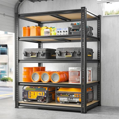 72.05" H Storage Shelves Load 2300Lbs for Garage Basement Pantry (35.45" W x 17.72" D x 72.05" H / Black)