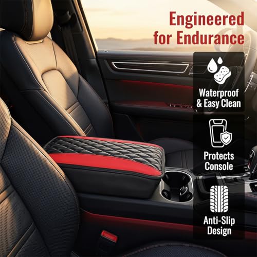 Car Center Console Pad (Black Red)