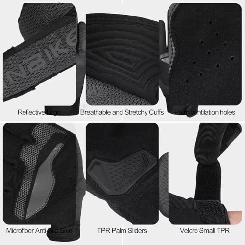 Breathable Mesh Motorcycle Gloves for Men (Grey / Small (Palm Circumference: 6.69-7.68 inches))