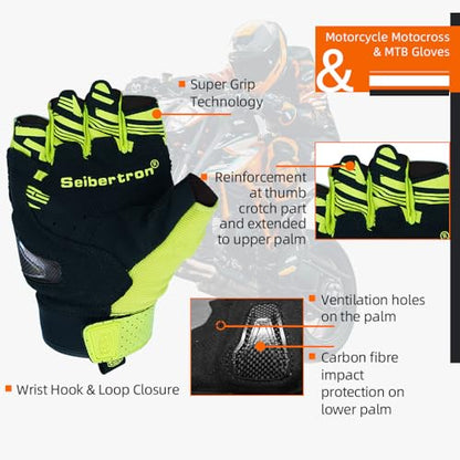 SPS 5 Unisex Touchscreen Road Racing Motorcycle MTB Sports Gloves Also fit BMX MX ATV Mountain Bike Bicycle Cycling Off (Yellow SPS-5 / S Adult)