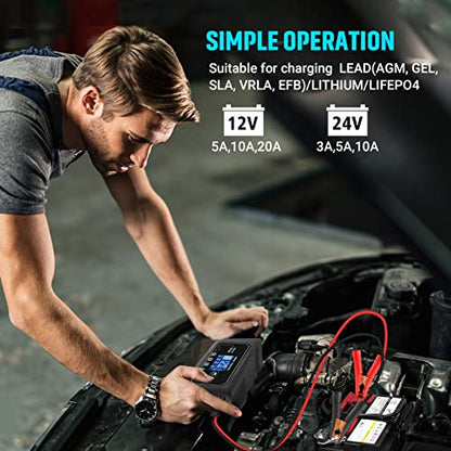 20Amp 12 24V Smart Car Battery Charger Fully Automatic Maintainer (20 Amp Lithium Battery Charger)