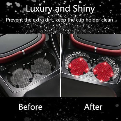4pcs Bling Car Cup Holder Coaster (Red / 4pcs)