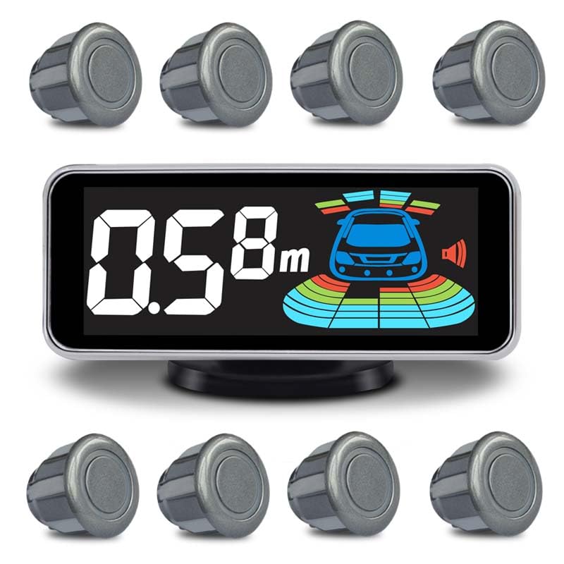 Car Parking Sensors Kit Reverse Radar parktronic System Auto Electronics Vehicle Back Assistant Reverse 8 Sensor (Grey)