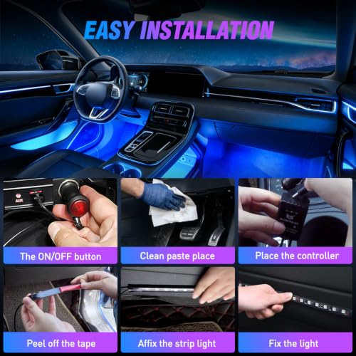 4PCS 48LED Car Interior Neon Accent Lights RGB Remote Control (Remote RGB Lights)
