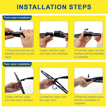 Wiper Blades Replacement For 2007 (24"+21"+11" / Top Lock)